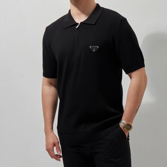 PRADA Polo Yaka T-Shirt Black