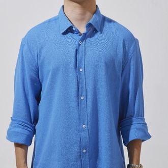 Babylon Oversize Keten Gömlek - Blue