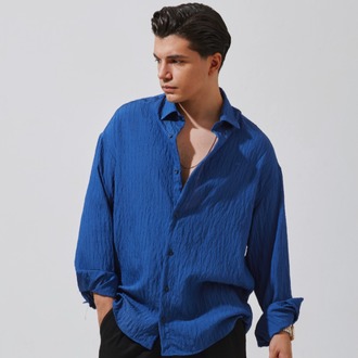 Babylon Paris Oversize Çizgili Gömlek - Navy Blue