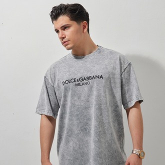 DOLCE & GABBANA Yıkamalı T-Shirt Gray