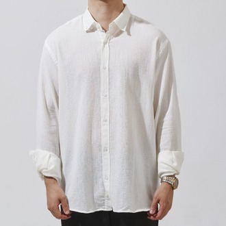 Babylon Oversize Keten Gömlek - White