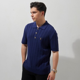 A+ Yves Saint Laurent Polo Yaka T-Shirt Navy Blue