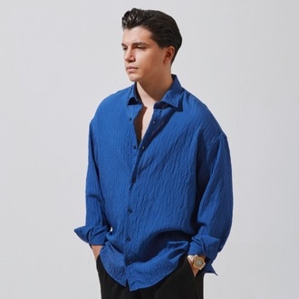 Babylon Paris Oversize Çizgili Gömlek - Navy Blue