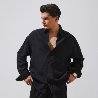 Babylon Paris Oversize Çizgili Gömlek - Black