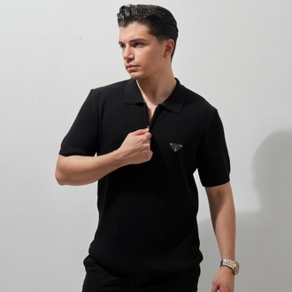 PRADA Polo Yaka T-Shirt Black