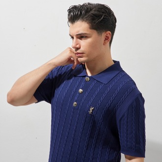 A+ Yves Saint Laurent Polo Yaka T-Shirt Navy Blue