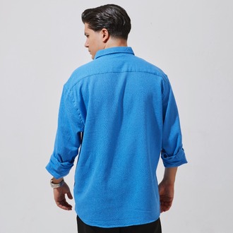 Babylon Oversize Keten Gömlek - Blue