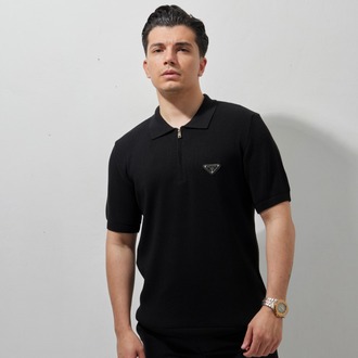 PRADA Polo Yaka T-Shirt Black
