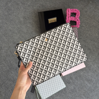 BYMN Monogram Logo Desenli Clutch/El Portföyü