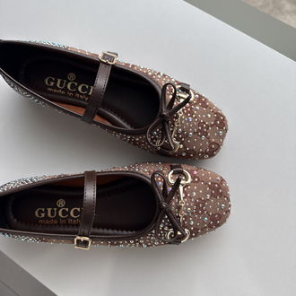 Gucci Kahverengi Taşlı Babet