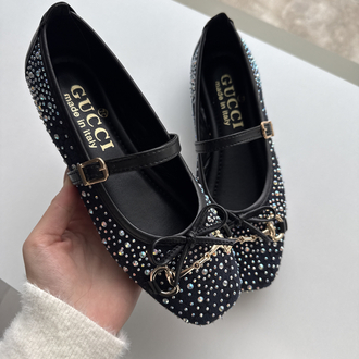 Gucci Siyah Taşlı Babet