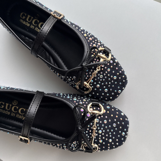 Gucci Siyah Taşlı Babet