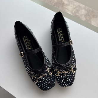 Gucci Siyah Taşlı Babet