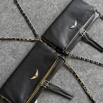 Zadig Clutch Medium- Boncuklu / Havyar Desen Deri