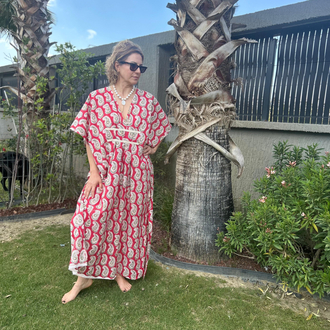Hint kumaşı kaftan elbise