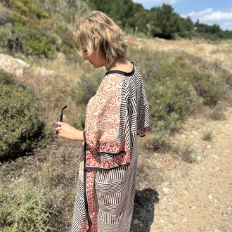 Hint kumaşı kaftan elbise