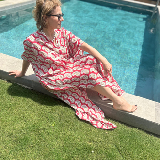 Hint kumaşı kaftan elbise