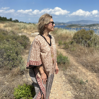 Hint kumaşı kaftan elbise