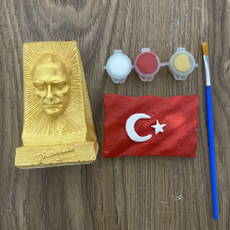 Atatürk büstü Ve Türk Bayrağı 2li boyama seti
