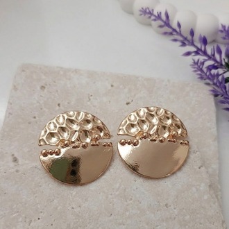 Gold Yuvarlak Ezme Plaka Küpe