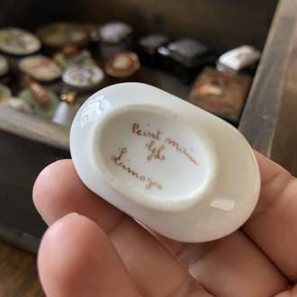 Antika “Peint Main Limoges” Manzara Desenli El Boyama Porselen Kutu – 19. yy Sonu