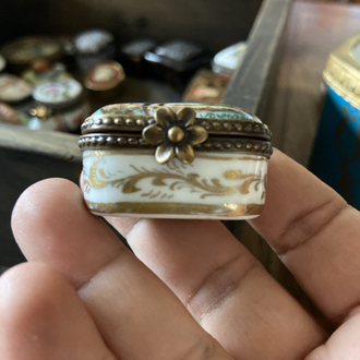 Limoges France Kuş Figürlü El Boyama Emaye Minyatür Kutu (1900–1920)