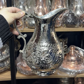 Sarmaşık Desenli Nikelli Bakır Sürahi