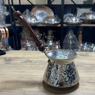 Kabartma Nakışlı Nikelli Bakır Cezve No: 3