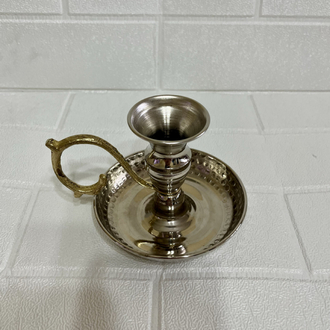 Kenarı Dövme Nikelli Bakır Mumluk