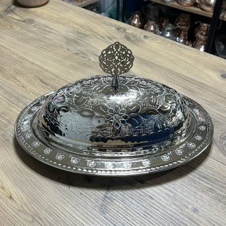 Kabartma Nakışlı Kayık Sahan 30 cm 