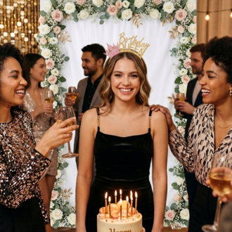 Birthday queen tasarımlı altın simli pembe taçlı model 