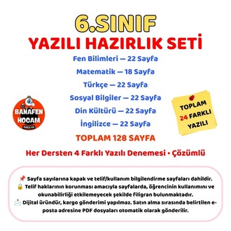 6.SINIF 1.DÖNEM 1.YAZILIYA HAZIRLIK SETİ - DİJİTAL ÜRÜN PDF