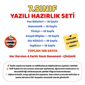 7.SINIF 1.DÖNEM 1.YAZILIYA HAZIRLIK SETİ - DİJİTAL ÜRÜN PDF