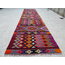 Runner, Pink Runner, Multi Colored Runner, Vintage Oriental Floor Kilim Rug Runner, Handmade Long Ha