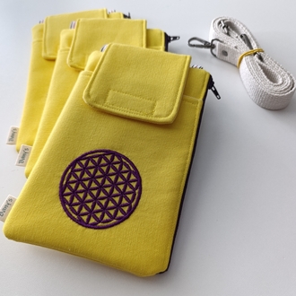Mor Yaşam Çiçeği Telefon Pasaport Çantası 