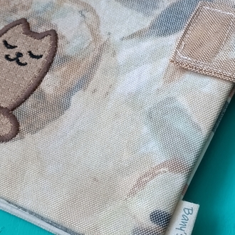 Kahve aplike kedi kitap çantası
