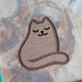 Kahve aplike kedi kitap çantası