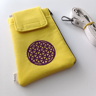 Mor Yaşam Çiçeği Telefon Pasaport Çantası 