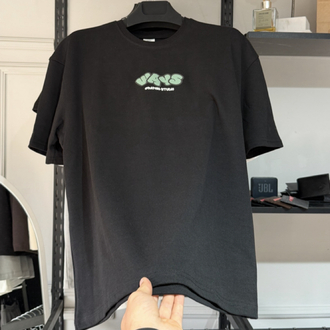 Siyah GOOD WAYS Yarı Oversize Baskılı Erkek Tişört