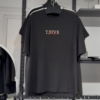 T.FIVE Oversize Baskılı Erkek Tişört – Siyah