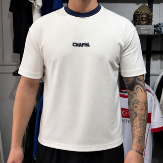 Barch Fashion “CNAFHL” T-Shirt (Beyaz - Lacivert Detay)