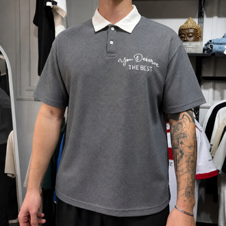Barch Fashion Yarı Oversize Polo T-Shirt (Grey)