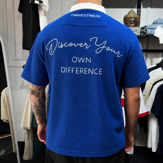 Barch Fashion Yarı Oversize Polo T-Shirt (Saks Mavi)