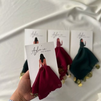 Bordo-Gold Pullu Şifon Mendil Seti - Kına | Nikah | Hediye ( 5 Adet)