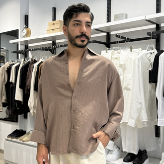 Modal Gömlek Çizgili Oversize
