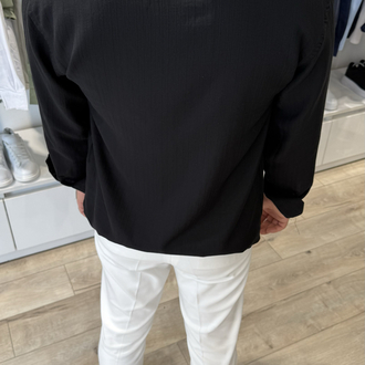 Tencel Siyah Çizgili Gömlek