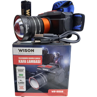 Wison Ws-2035 1500 Lümen 15W Teleskobik Zoomlu Şarjlı Kafa Lambası