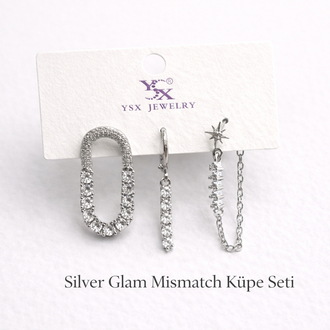 Silver Glam Mismatch Küpe