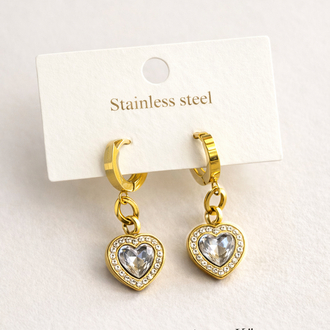 Crystal Heart Charm Küpe
