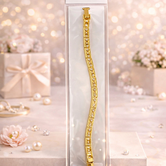 Kare zirkon taşlı gold Vip Bileklik